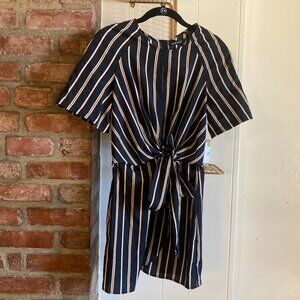 Boohoo Pinstripe Mini Wrap Dress